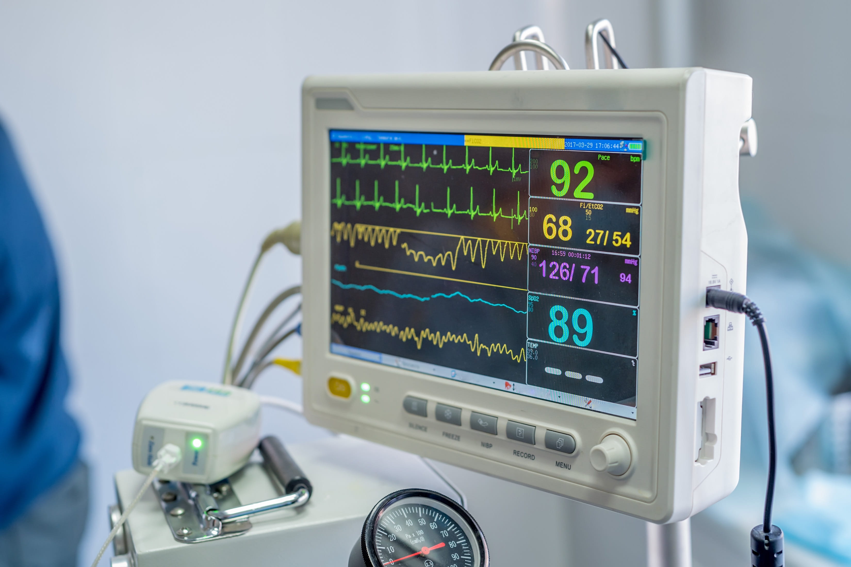 Heart, pulse and blood pressure monitor. 